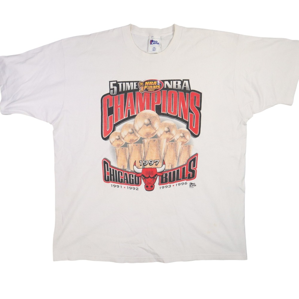 Chicago Bulls 1997 NBA Finals Champions Mens XXL White‎ Pro Player Graphic 1990s